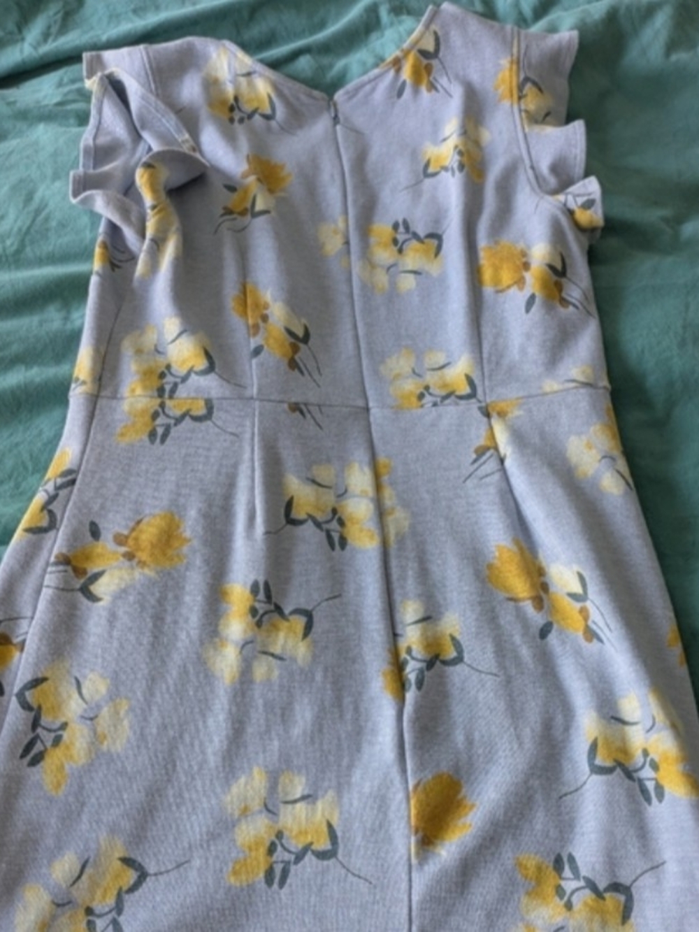Retro Midi Dress Size 16 Yellow Floral Print Ruffle Sleeves Cottagecore Brunch - Picture 3 of 5
